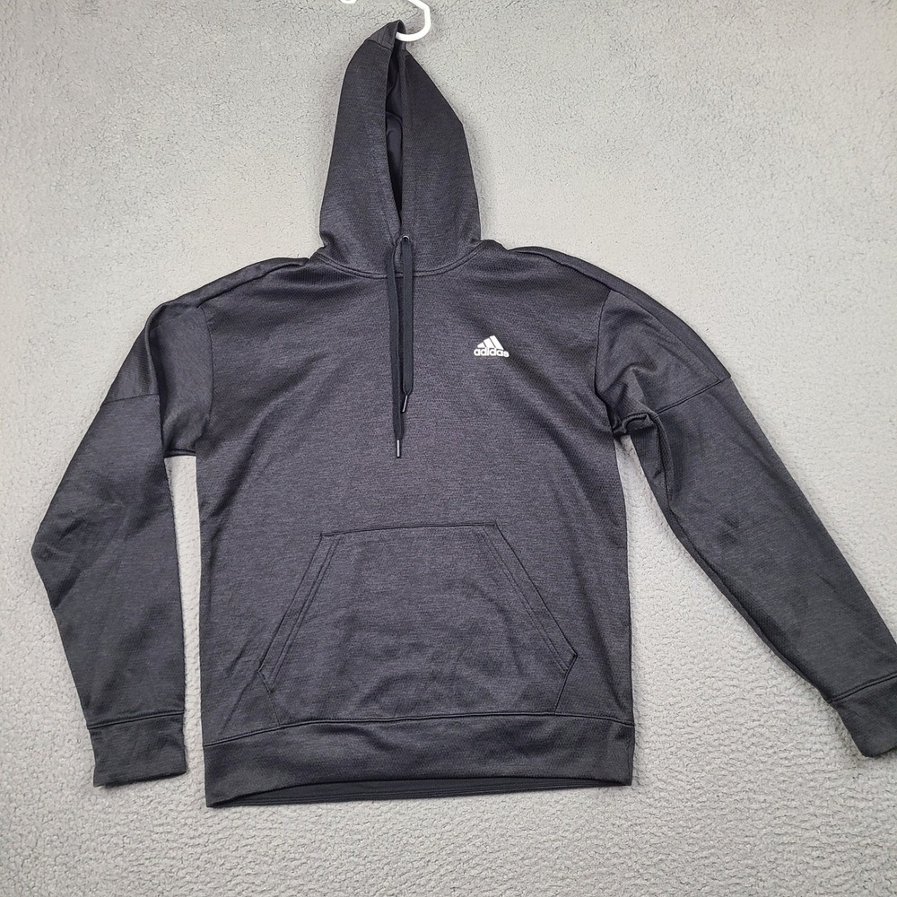 Adidas Hoodie Sweatshirt Mens Medium Black Charcoal Climawarm Performance